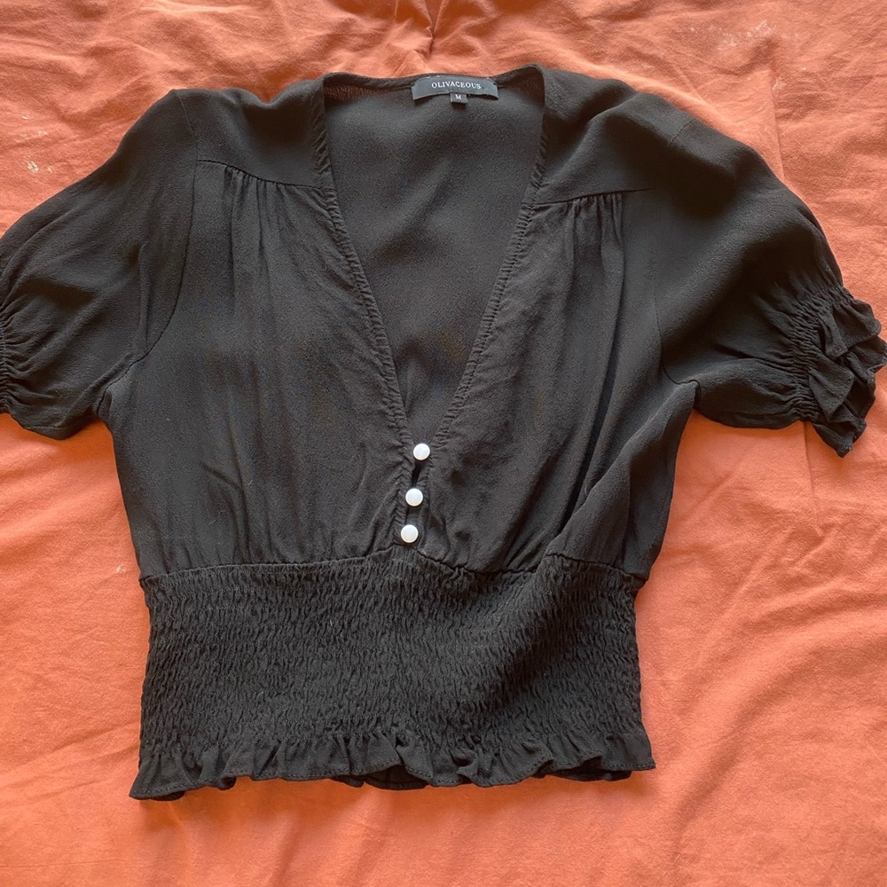 Olivaecous cropped blouse